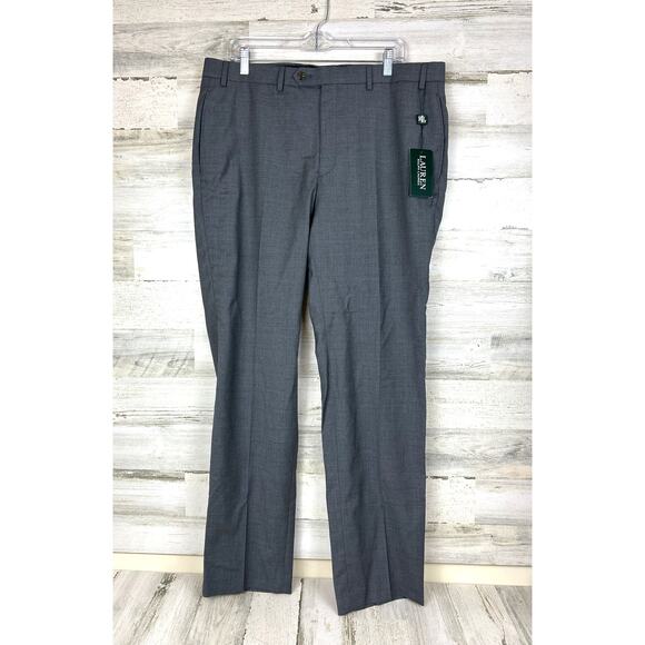 Lauren Ralph Lauren Men’s 36x32 Embry Medium Gray Flat Front Dress Pants NWT - Picture 1 of 7